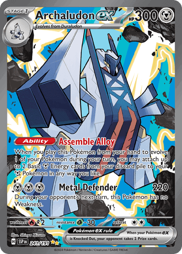 Pokémon card of Archaludon ex with 300 HP and Metal type.
