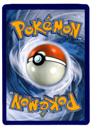 Pokémon kort med Pokéball motiv, blå bakgrund och tydlig logotyp.