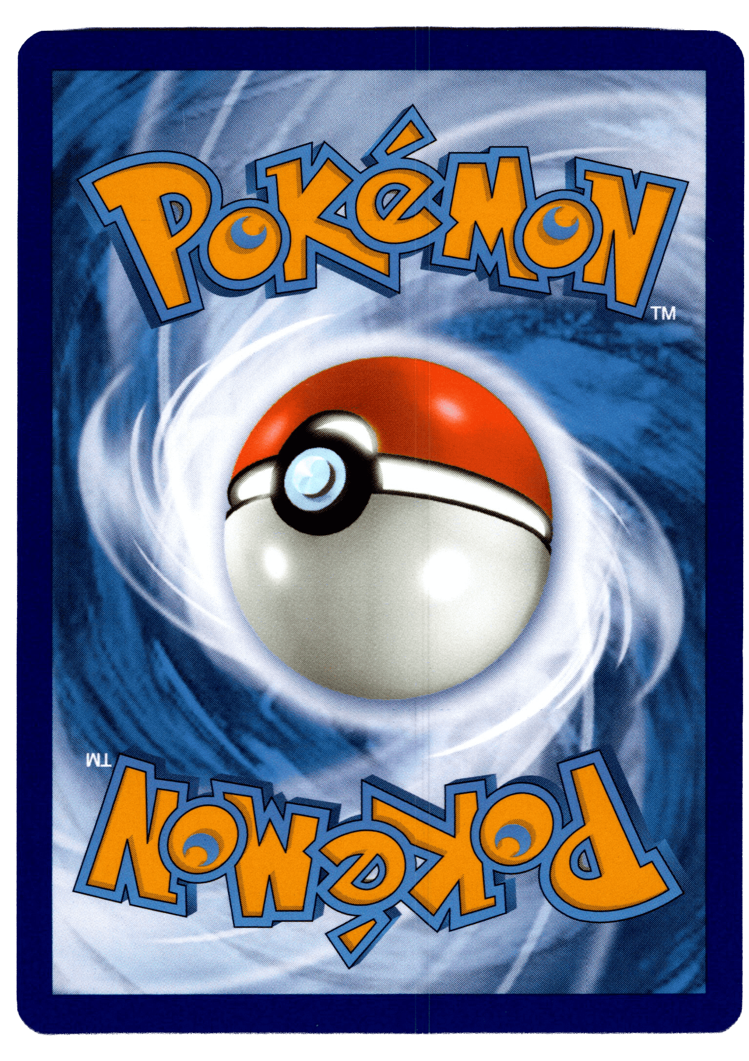 Pokémon kort med Pokéball och blå bakgrund.