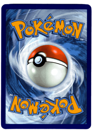 Pokémon Escavalier kort med Pokéball design, blå bakgrund och energimönster.
