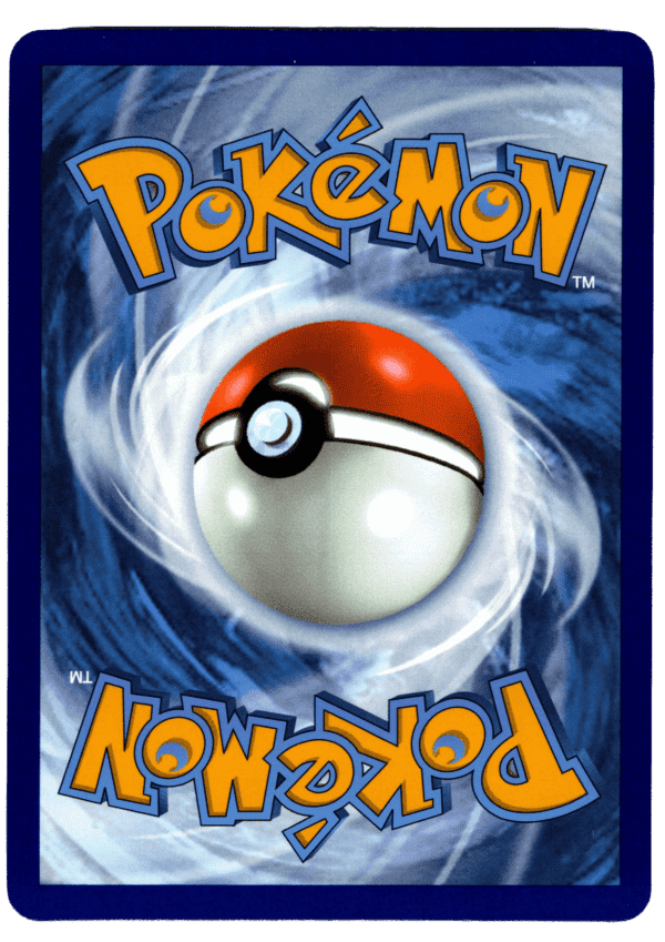 Pokémon Escavalier kort med Pokéball design, blå bakgrund och energimönster.