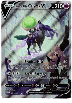 Ice Rider Calyrex V Pokémon-kort med 210 HP och Shadow Rider design.