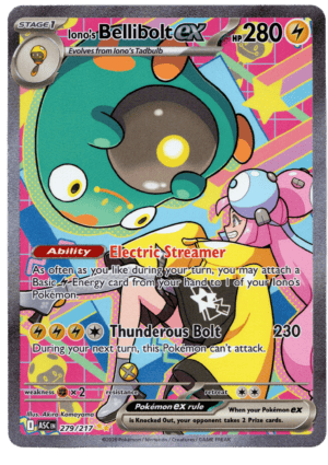 Pokémon Bellibolt ex card with Electric Streamer ability and Thunderous Bolt attack.