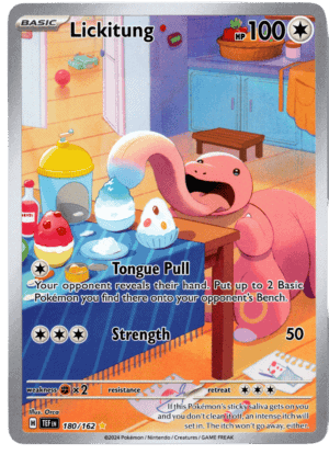 Lickitung Pokémon kort med 100 HP och två attacker.
