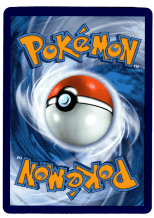 Pokémon Mew kort med blå bakgrund och Pokéball design.
