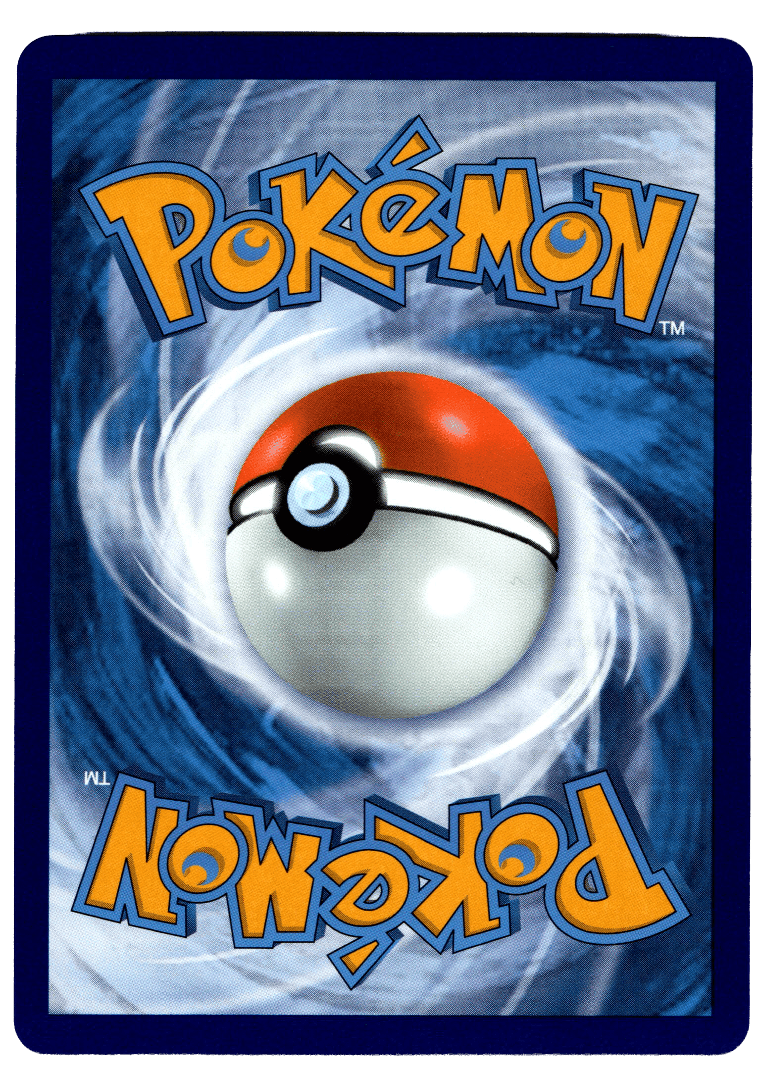 Pokémon Mew kort med blå bakgrund och Pokéball design.