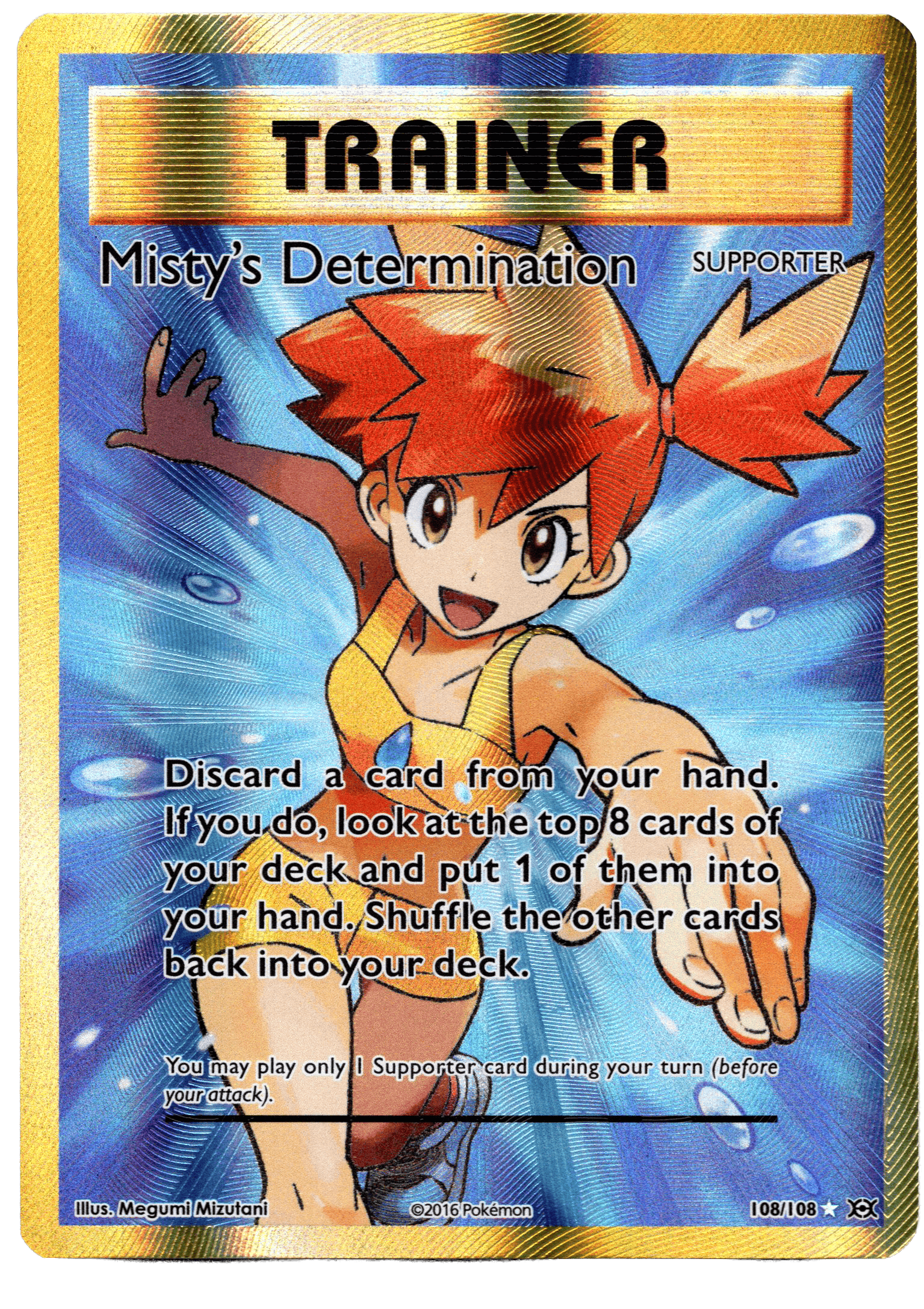 Misty's Determination Pokémon card from the TCG with anime character art.