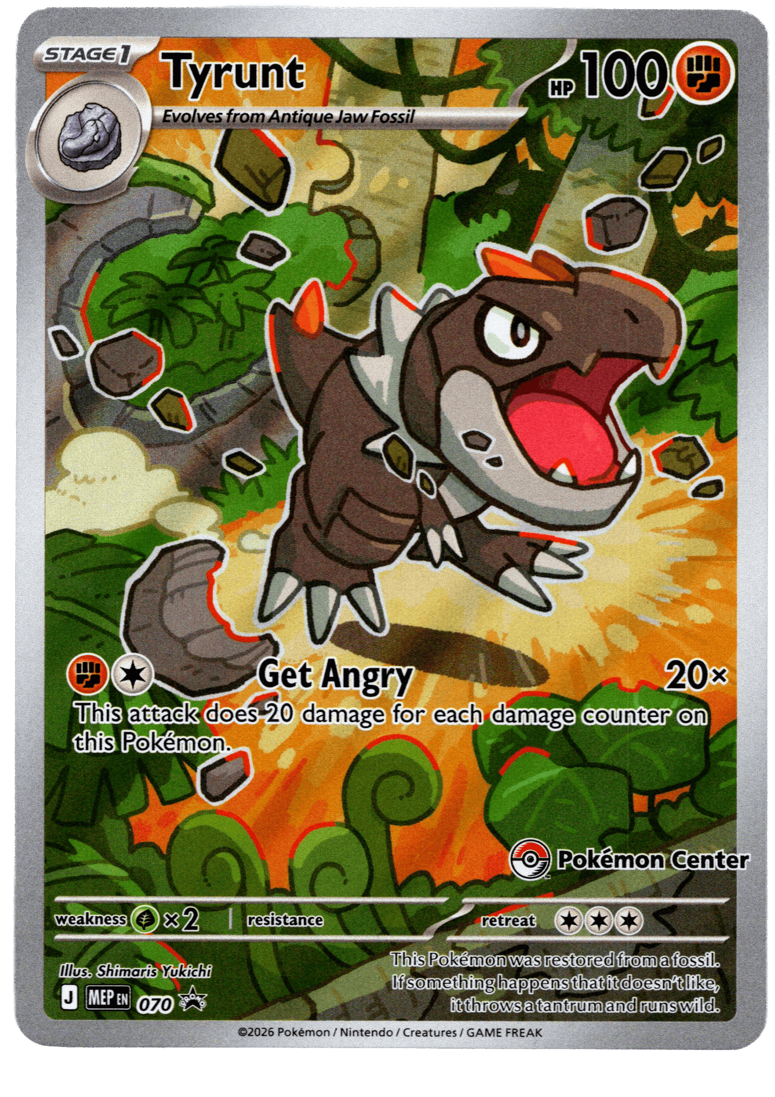 Tyrunt Pokémon-kort med 100 HP och anfall Get Angry.