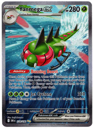 Pokémon Yanmega ex with 280 HP and Buzzing Boost ability.