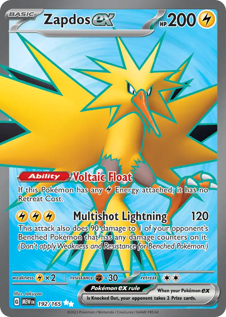 Zapdos ex (MEW 192), MEW Pokémonkort