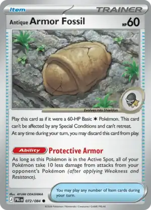 Antique Armor Fossil (PBL 072) Reverse Holo